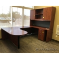 Dark Autumn Maple U/C Suite Desk with Pedestal & Overhead